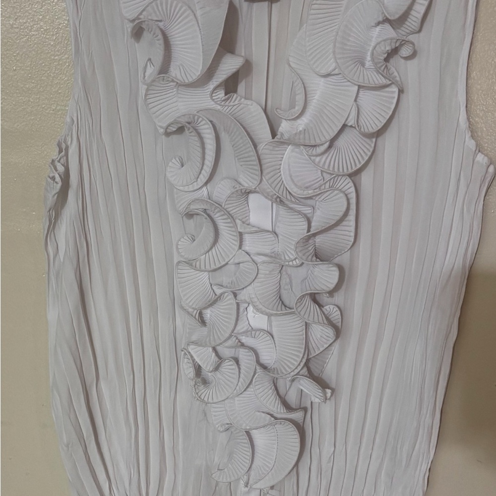 Ashley Stewart White Ruffled Blouse